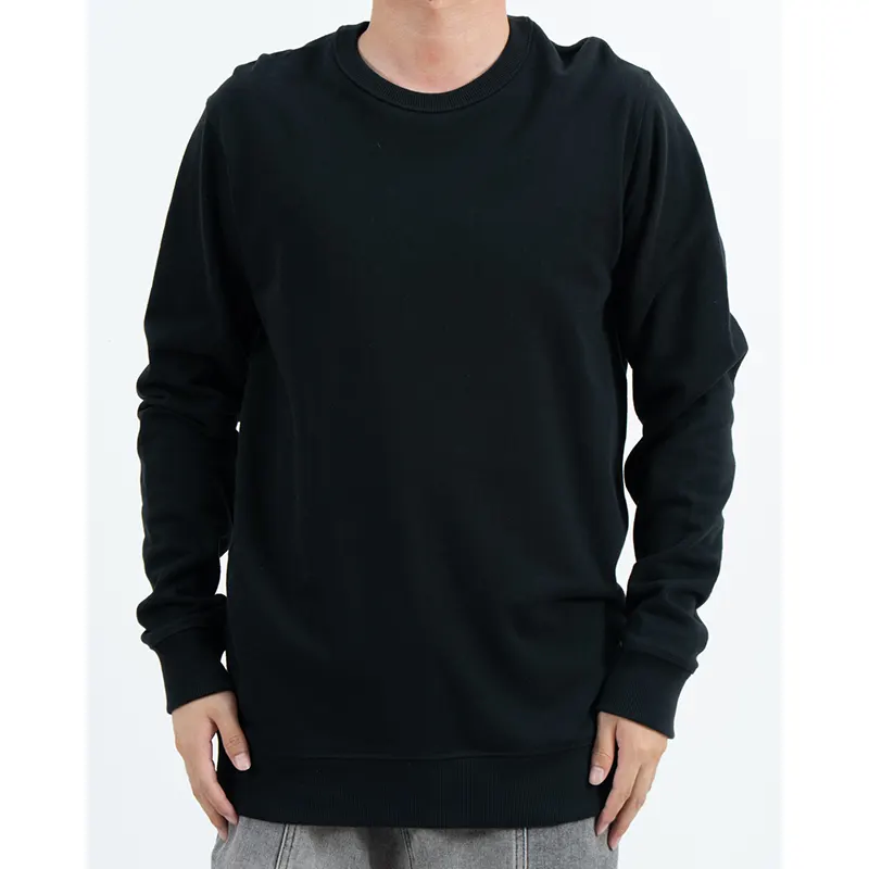 Zwart sweatshirt met normale pasvorm, ronde hals en geribde manchetten en zoom