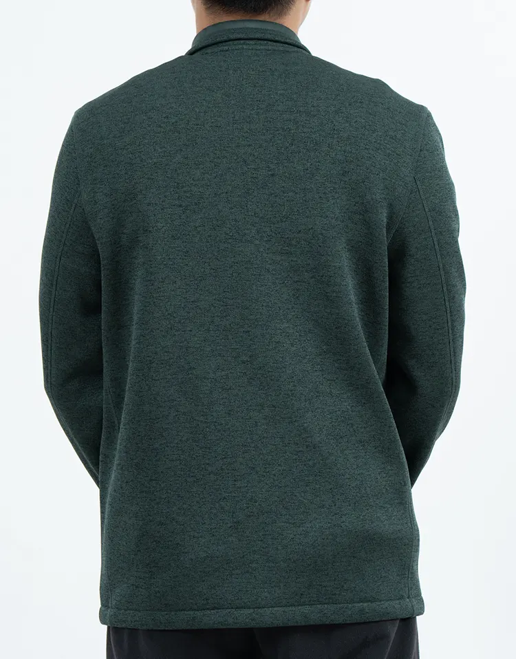 Green Stand Collar Zip Jacket with Zipped Chest and Side Pockets