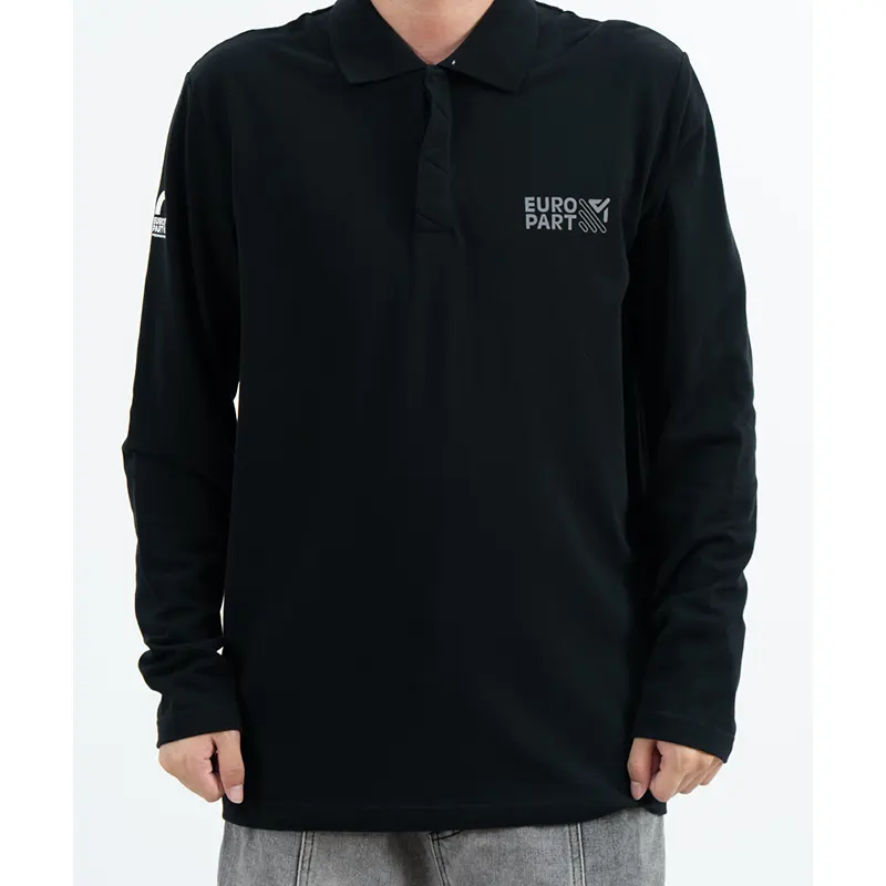 Long Sleeve Polo Shirt with Chest Logo and Truck Back Graphic