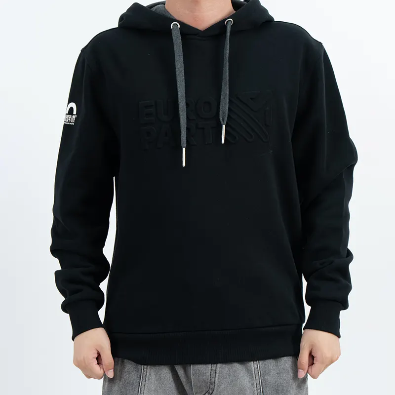 Pullover-hoodie met verhoogde tonale borstafbeelding en vrachtwagenrugafbeelding