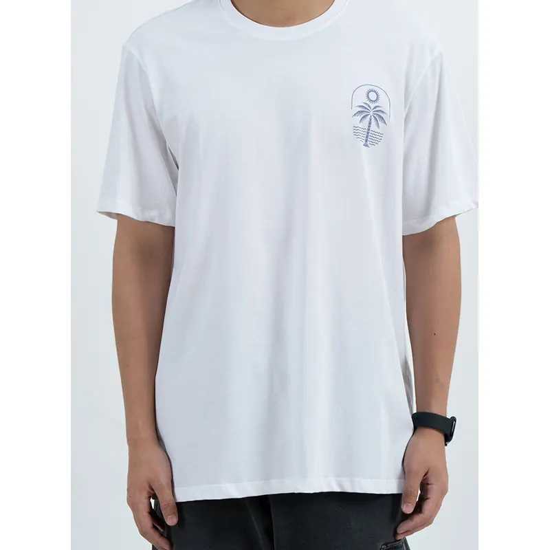 Relaxed T-shirt met ronde hals en afbeeldingen van palmbomen op de borst en achterkant